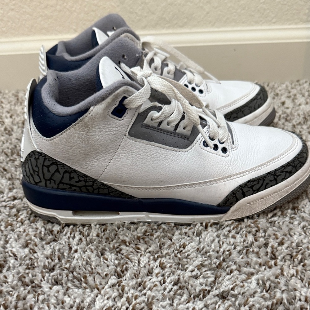Youth White blue and Gray Jordans